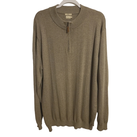 GenTeal | Men's Brown Quarter Zip Cashmere Blend Sweater (Size XXL) - Picture 1 of 11
